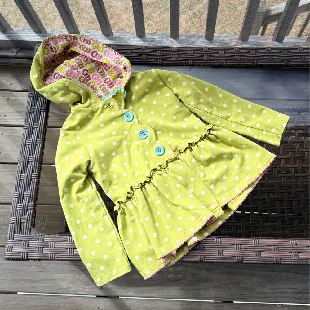 Matilda Jane Girls' Lime Green Polka Dot Hoodie Size 4